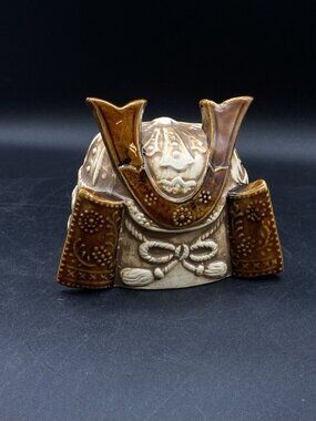 Samurai Warrior Helmet String Holder Or Planter Vintage Pottery
